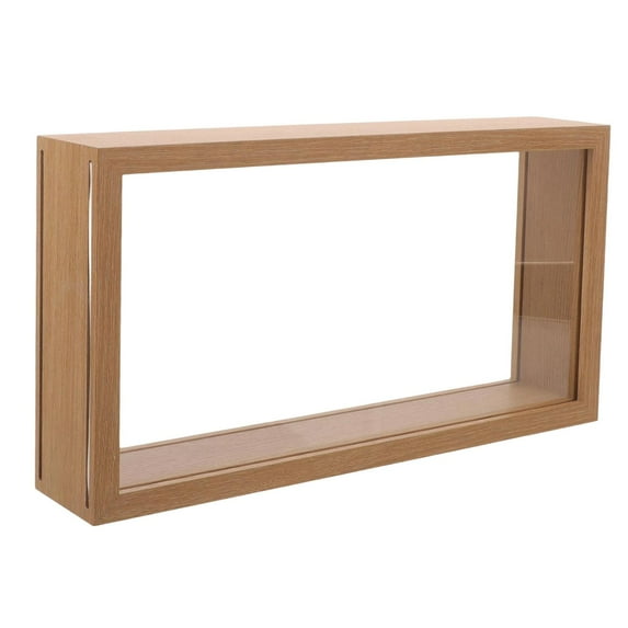 CarpNettore Shadow Box Memory Case with Glass Cover Tickets Wood Badges Clear Wedding Flower brown