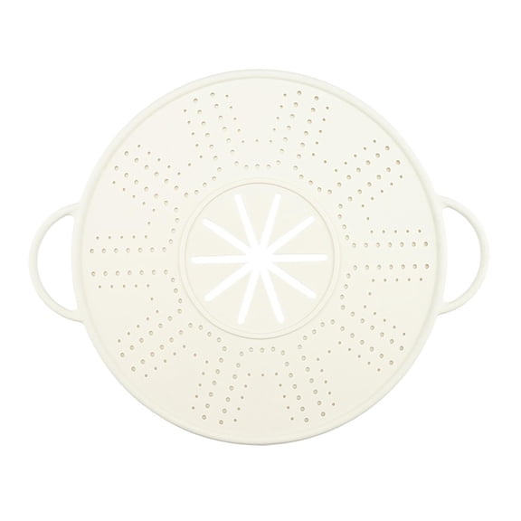 CarpNettore Silicone Spill Stopper Lid Round Oil Splash Guard Mat for Restaurant Cooking White