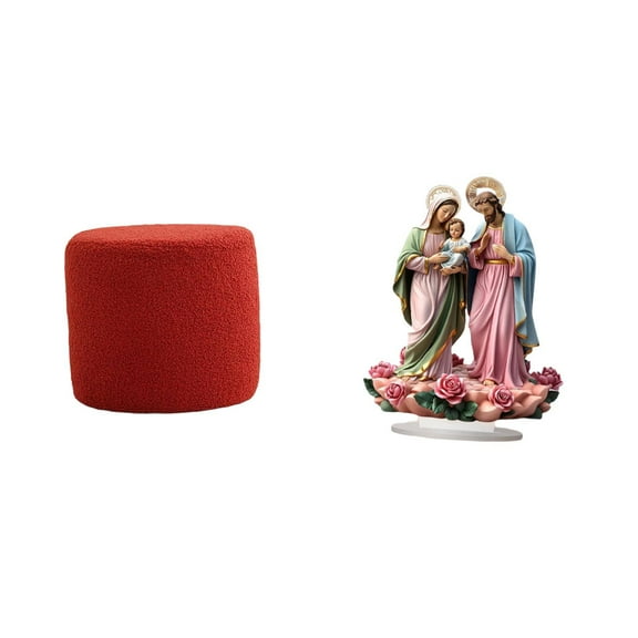 CarpNettore Small Cylinder Ottoman Footstool Bench Seat Chair for Office Bedroom Nursery Apartment with 2D Acrylic Desktop Decor DIY Unique Tabletop Ornament Home Decor for Holiday Corner