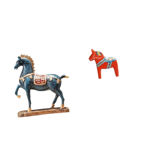 CarpNettore Standing Horse Sculpture for Desk and Bookshelf Swedish Dalecarlian Figurine Collectible Fengshui Ornament for Living Room Entrance Cabinet Home Decor