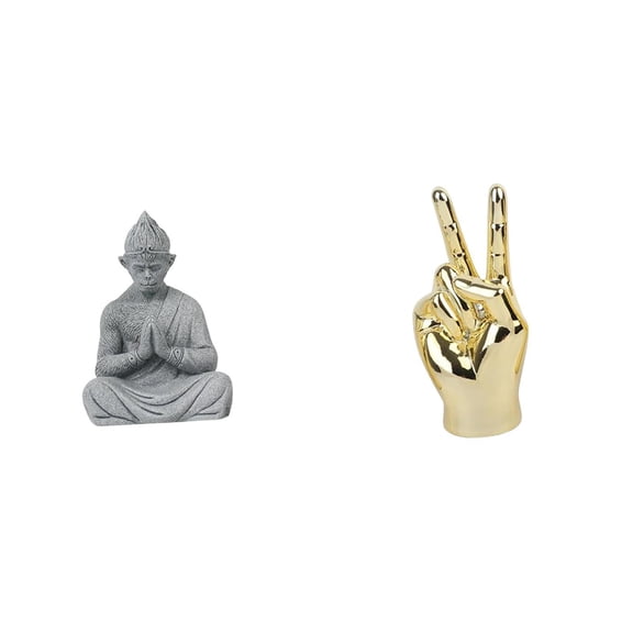 CarpNettore Sun Wukong Buddha Gesture Miniature Sculpture Creative Desk Statue Collectible Figure for Home Hotel Patio Backyard Living Room Decor