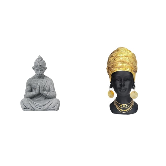 CarpNettore Sun Wukong Buddha Sculpture African Woman Resin Figurine Creative Collectible Miniature Statue for Hotel Patio Backyard Entrance Home Decor Centerpiece