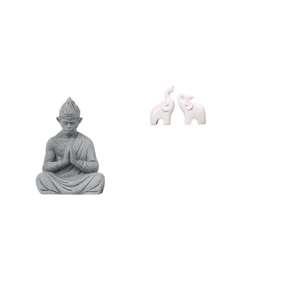 CarpNettore Sun Wukong Elephant Harmony Sculpture Unique Buddha Animal Figurine Collectible Tabletop Decoration for Home Hotel Office Patio Entrance