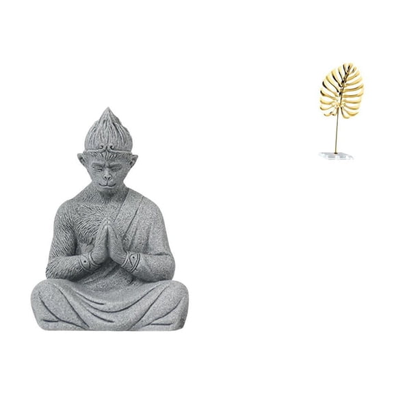 CarpNettore Sun Wukong Inspired Buddha Sculpture with Abstract Metal Leaf Design for Hotel Patio Backyard and Home Bookshelf Bar Decoration