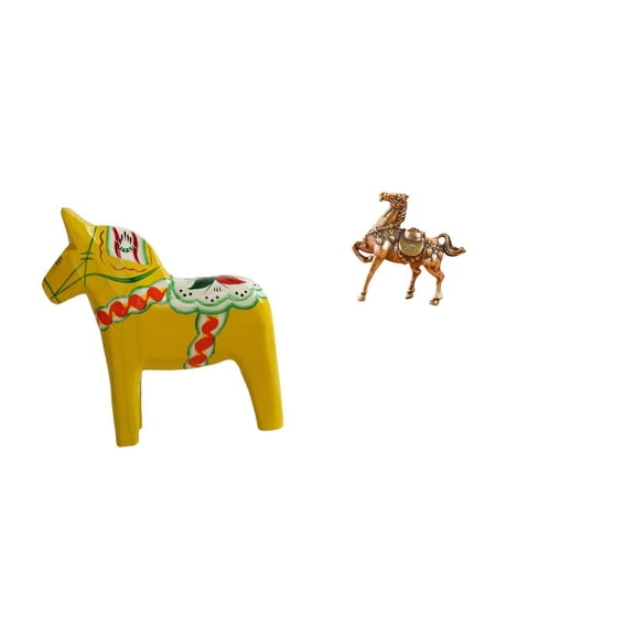 CarpNettore Swedish Dalecarlian Horse Figurine Animal Sculpture Collectible Ornament Vintage Crafts Gift for Bookshelf Desk Office Bedroom Shelf Home Decor