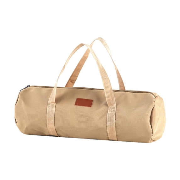 CarpNettore Tent Stakes Bag Organizer with Zipper Multifunctional Tent Pole Pegs Storage Bag Light Brown