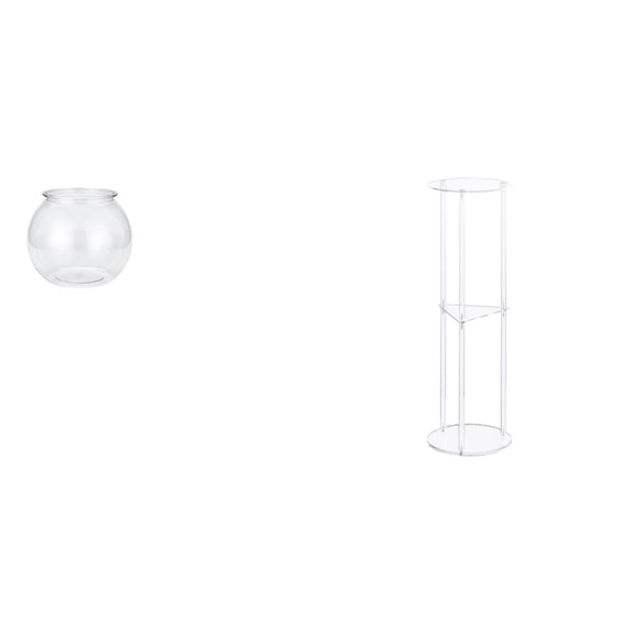 CarpNettore Transparent Acrylic Fish Tank Table for Small Fish and Plants Round Ornament Aquarium Bowl Vase Drink Side Table for Office Home Decor Assembly