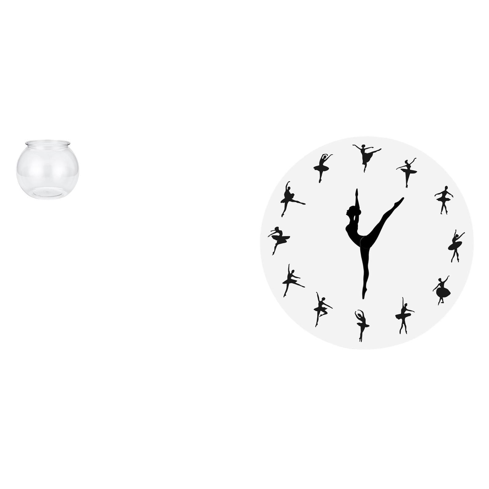 CarpNettore Transparent Ballerina Fish Tank Vase Small Round Aquarium Bowl with Dancing Girl Clock Ornament for Office Home Table Decor Plants