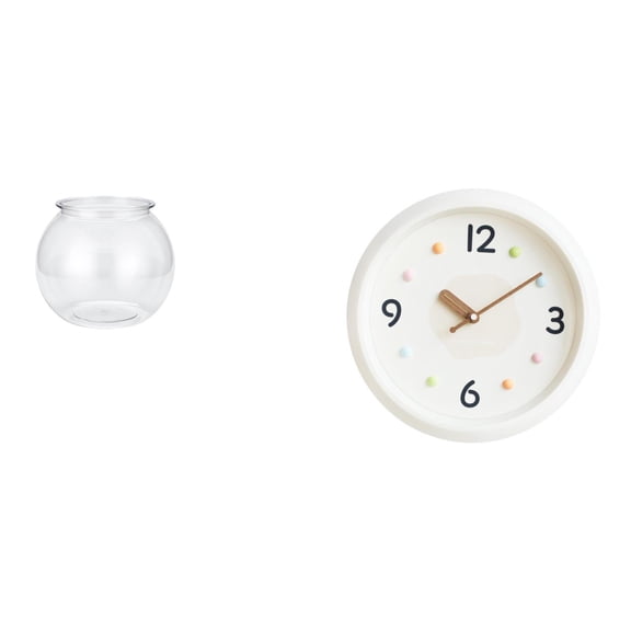 CarpNettore Transparent Small Fish Tank Modern Wall Clock Fish Tank for Small Fish Small Round Ornament Aquarium Fish Bowl Vase Table for Office Table Home Decors Plants Wall Hanging Clock