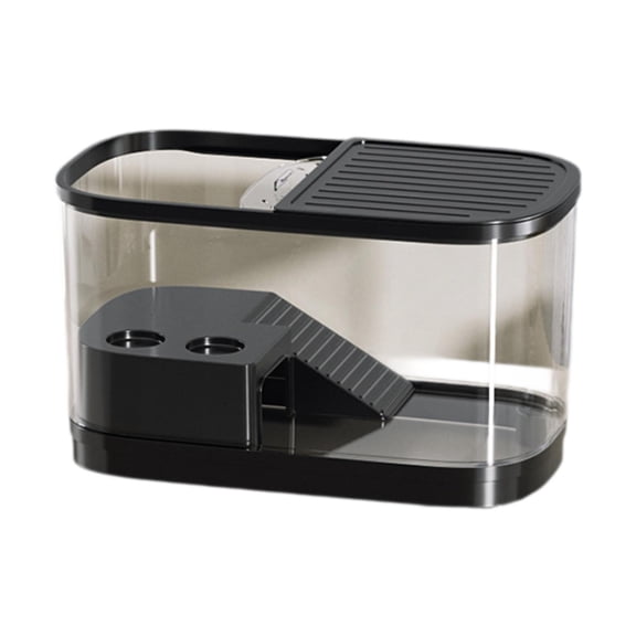 CarpNettore Turtle Tank Accessories with Covers Sturdy with Basking Platform Reptile Habitat Black Medium