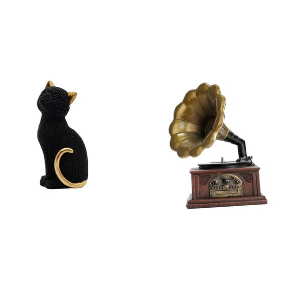 CarpNettore Vintage Cat Resin Figurine Decorative Sculpture Retro Ornament Collectible Statue for Living Room Bedroom Bookshelf Entrance Housewarming Birthday Gift Valentine's Day
