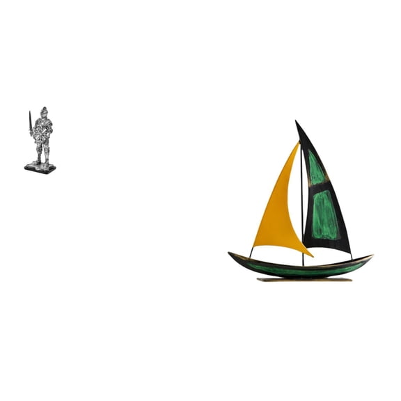 CarpNettore Vintage Knight Sailboat Sculpture Creative Tabletop Ornament Figurine for Entryway Bookshelf Office Desk Housewarming Feng Shui Decor Collection
