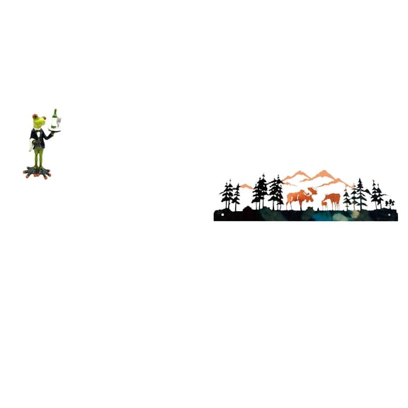 CarpNettore Waiter Frog Statue Animal Sculpture Creative Decorative Figurine Tabletop Ornament for Fireplace Entrance Shelf Birthday Gift Deer Wall Decor Sculpture Hanging for Garden Fence