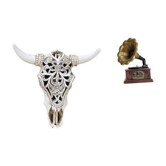 CarpNettore Wall Sculpture Resin Cow Head Wall Decor Collectible Bull Head Figurine Vintage Statue Handcrafted Ornament Lifelike Sturdy Material Suitable Fo