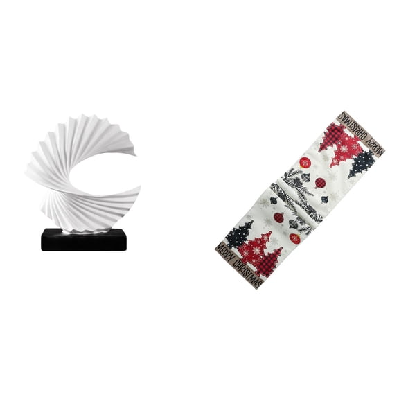 CarpNettore Wave Sculpture Abstract Statue Ornament Craft Centerpiece Resin Modern Table Runner Polyester Suitable for Home Office Desk Decoration Gift Givi