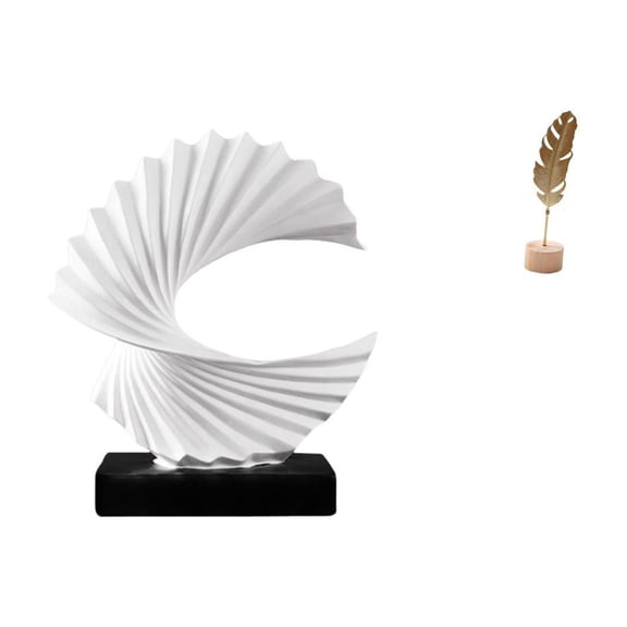CarpNettore Wave Sculpture Modern Abstract Statue Ornament Metal Leaf Craft Centerpiece Unique Resin Iron Wood Art Piece Suitable for Gift Giving Office Dec