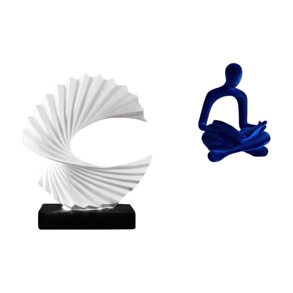 CarpNettore Wave Sculpture Resin Abstract Thinker Figurine Statue Ornament Craft Centerpiece with Creative Hollow Human Design Suitable for Office Desk Home Decor