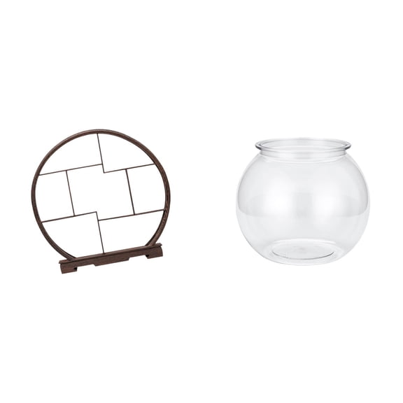 CarpNettore Wood Display Stand for Small Round Ornament Aquarium Fish Bowl Vase Antique Shelf Storage Organizer for Desktop Home Office Table Plants