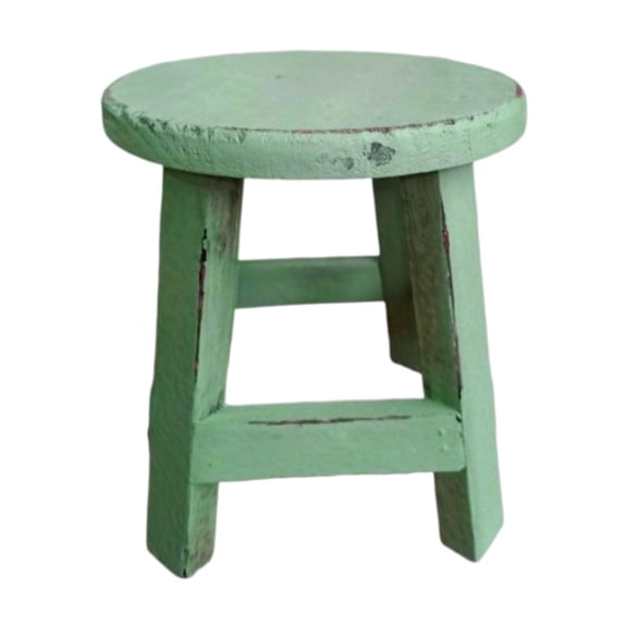 CarpNettore Wood Stool Plant Stand Plant Stool Round Decorative Flowerpot Rack Display Stand Green
