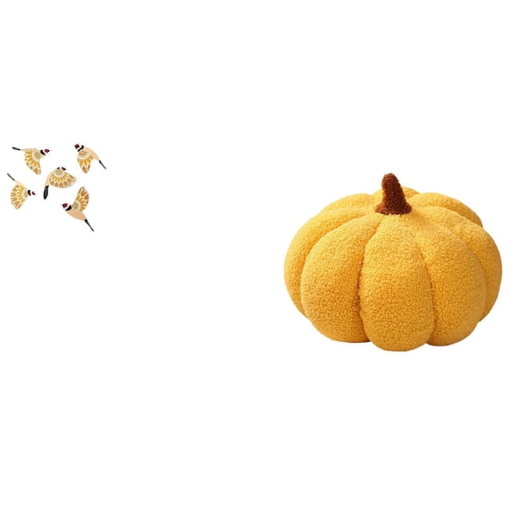 CarpNettore Wooden Bird Pumpkin Wall Art Hanging Ornament Plush Decorative Pillow Collectible Housewarming Gift for Bedroom Office Sofa Indoor Decor