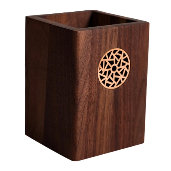 CarpNettore Wooden Organizer Box for Pens And Makeup Brushes Multi-Functional Desk Accessory 8x8x10.5cm