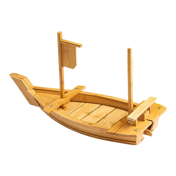 CarpNettore Wooden Sushi Boat Multifunctional Serving Board for Restaurant Home Ceremony 60x21cm