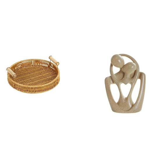 CarpNettore Woven Fruit Basket Snack Bowl Bread Plate Abstract Couple Statue Figurine Creative Resin Sculpture for Bookcase Cafe Desktop Decorations Birthday Gift