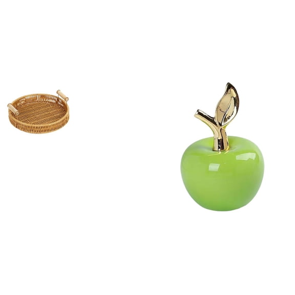 CarpNettore Woven Fruit Baskets Snack Serving Bowl Fruit Basket Bread Plate Ceramic Figurine Fruit Sculpture Ornament Artwork Home Decoration for Cafe Study Room Holiday