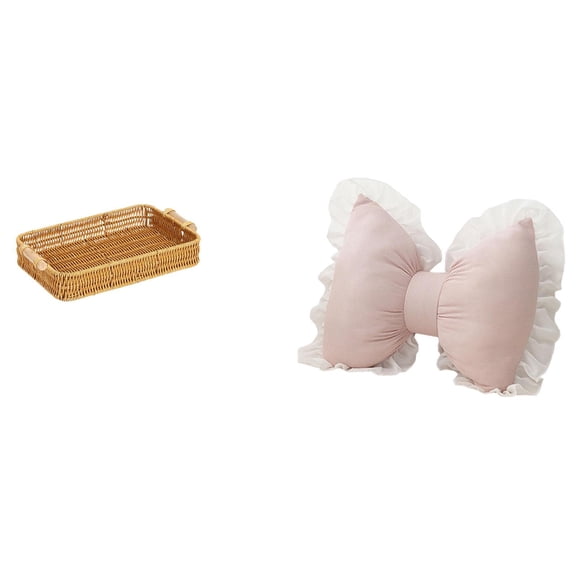 CarpNettore Woven Fruit Bow Cushion Basket Snack Serving Bowl Modern Home Furnishing Comfortable Bedside Plate for Study Room Office Chair Farmhouse Indoor