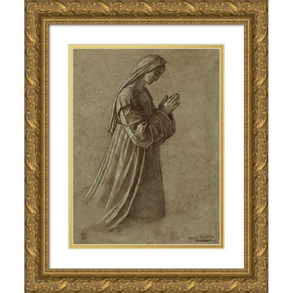 Carpaccio, Vittore 15x18 Gold Ornate Wood Framed with Double Matting Museum Art Print Titled - Study of the Virgin (recto); Study of the Virgin and of Hands (verso)