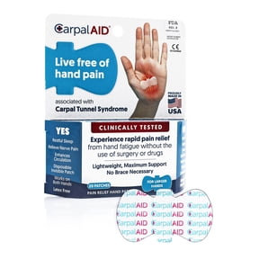 Carpal AID Clear Plastic Adhesive Hand-Based Carpal Tunnel Support for Either Hand LG20PK, 20 Ct
