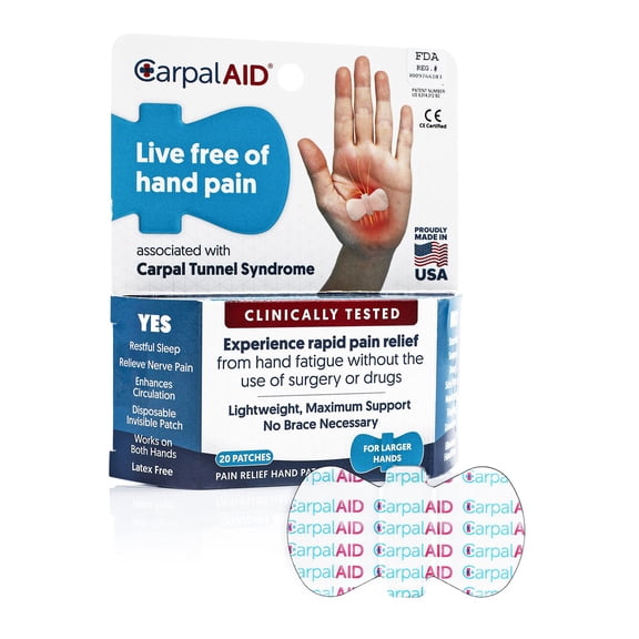 Carpal AID Clear Plastic Adhesive Hand-Based Carpal Tunnel Support for Either Hand LG20PK, 20 Ct