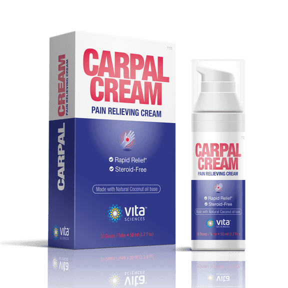 Vita Sciences Carpal Cream, Topical Carpal Tunnel Syndrome Support with Magnesium, 1.7 oz