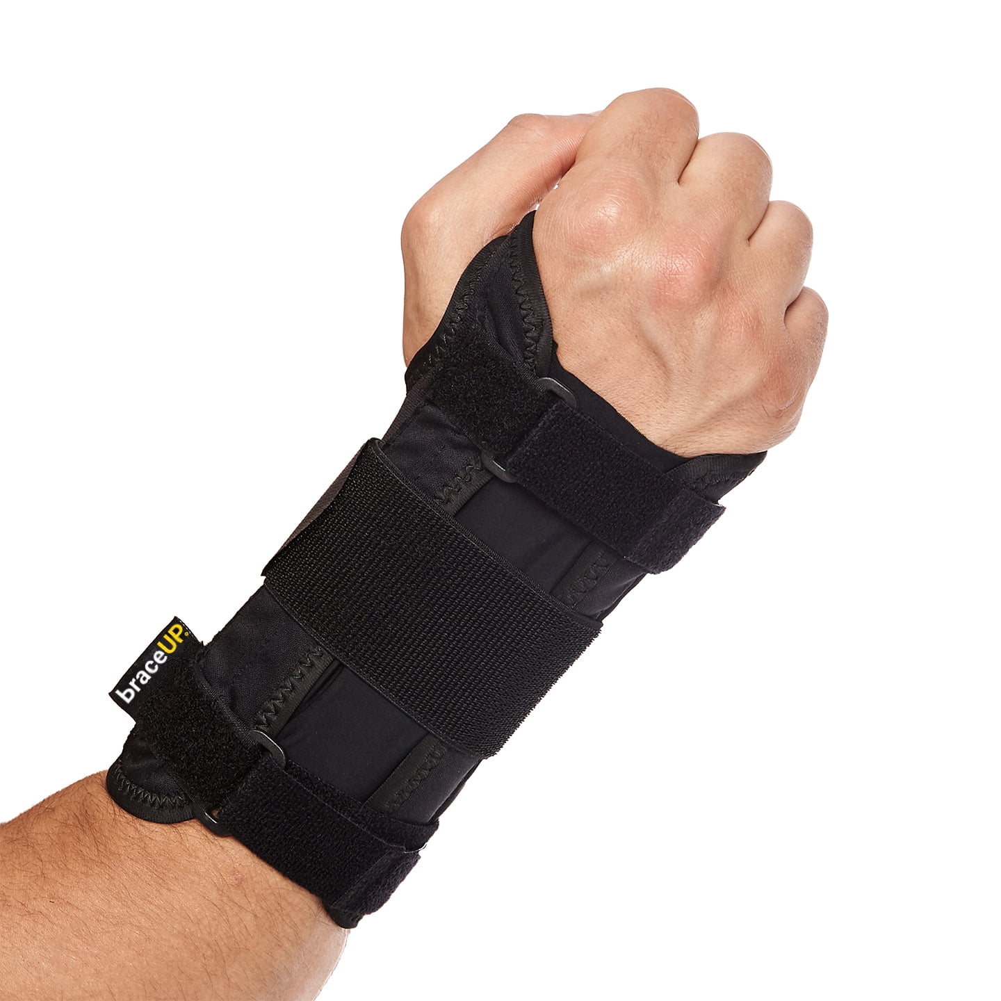 Carpal Tunnel Wrist Brace by BraceUP for Men and Women - Metal Wrist Splint for Hand and Wrist Support and Tendonitis Arthritis Pain Relief (L/XL, Right Hand)