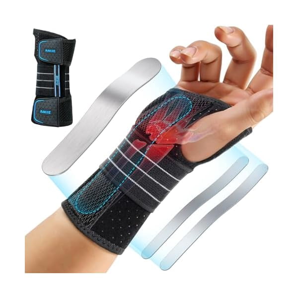 Carpal Tunnel Wrist Brace, Breathable Night Wrist Support with 3 Metal ...