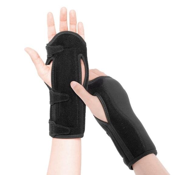 Carpal Tunnel Wrist Brace Night Support 2 Pack, with Cushioned Beads Padded Pain Relief Support -Tendonitis, Arthritis, Sprain, Right Left Hand, Black