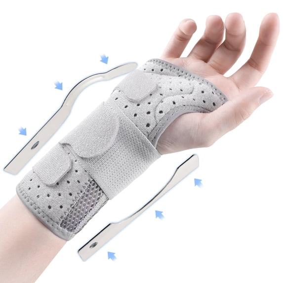 Carpal Tunnel Wrist Brace Night Support with Splints, Hand Brace for Arthritis, Tendonitis, Sprain, Injuries, Wrist Pain Relief, Wrist Immobilizer Adjustable Straps and Breathable for Women and Men