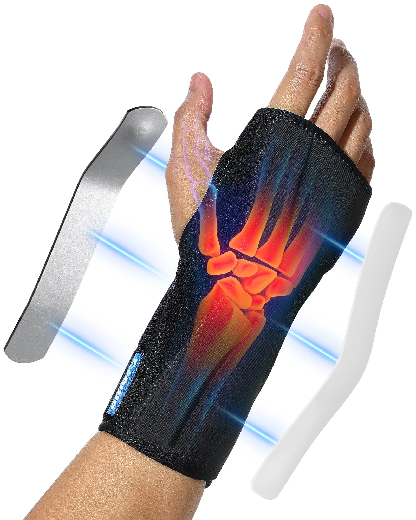 Carpal Tunnel Wrist Brace Night Support with Splints and Removable Resting Pad, Adjustable Wrist