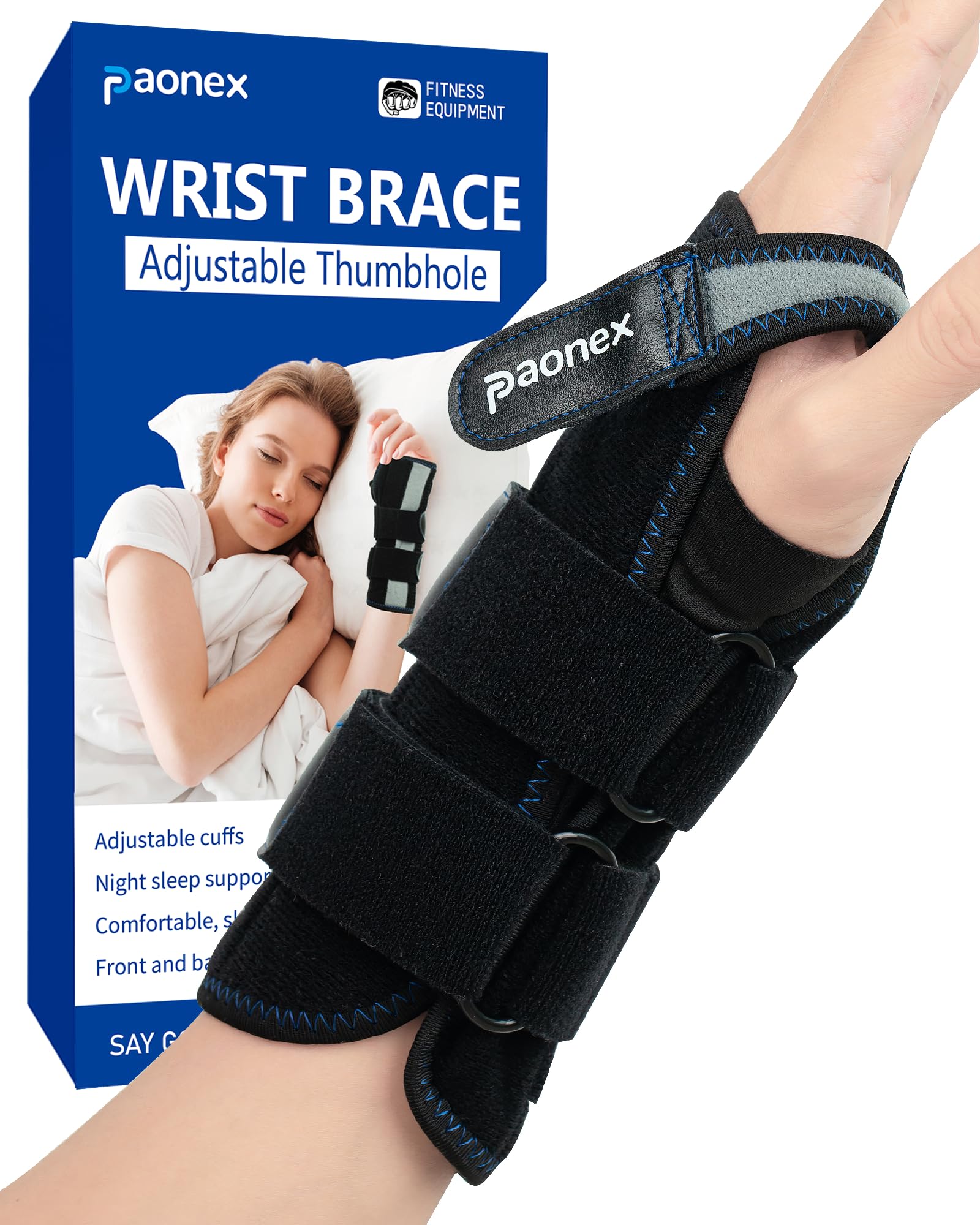 Carpal Tunnel Wrist Brace with Splints, Adjustable Thumb Hole Night