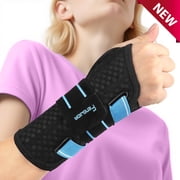 Carpal Tunnel Wrist Brace Support for Right Hand, Adjustable Wrist Splint for Tendonitis, Sprain, Strain, Rigid Hand Support for Women and Men S/M, Black/Pink