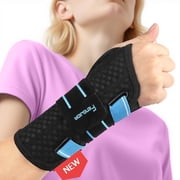 Carpal Tunnel Wrist Brace Support for Right Hand, Adjustable Wrist Splint for Tendonitis, Sprain, Strain, Rigid Hand Support for Women and Men S/M, Black/Pink