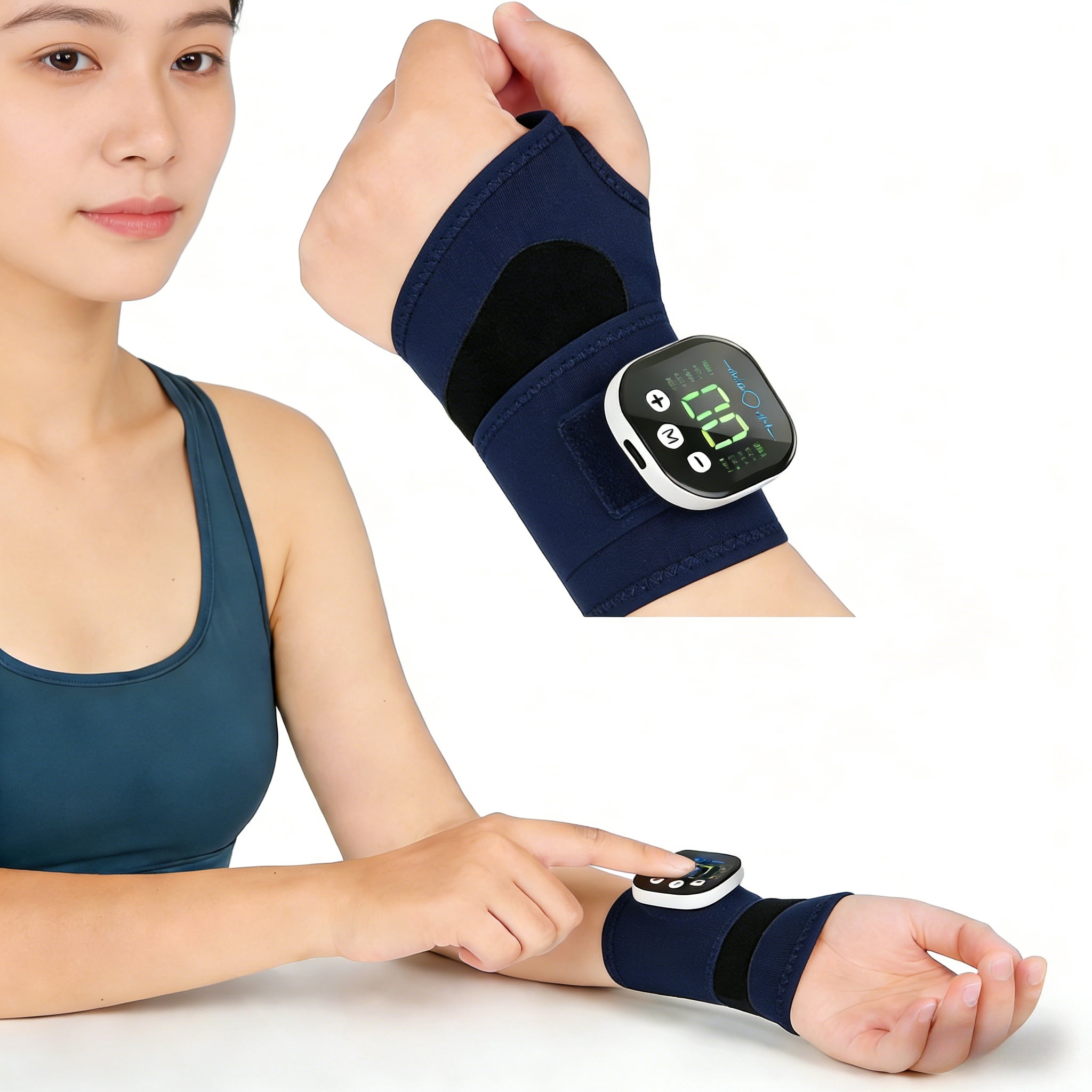 Carpal Tunnel Wrist Massager with 8 Modes and 30 Strengths, Cordless Electric Hand Heating Pad, Ergonomic 360 Support, Detachable Magnetic Host