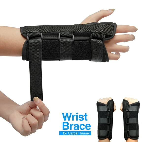 Carpal Tunnel Wrist Support Brace, Adult Arm Compression Hand Support - Wrist Support Wrap Removable Metal Wrist Splint for Bowling, Tendonitis, Arthritis, Athletic Pain, Sports