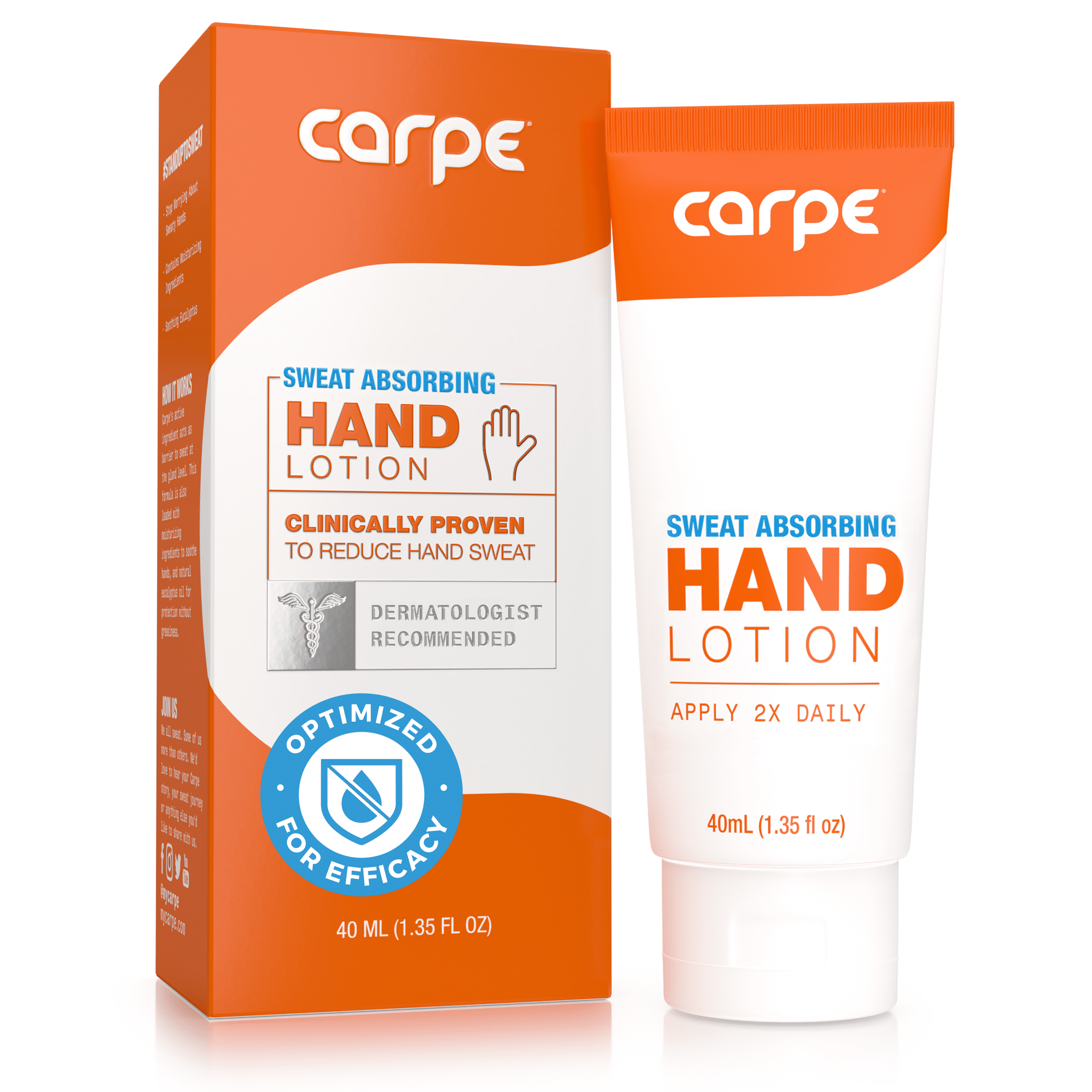 Carpe Sweat Absorbing Hand Lotion for Sweaty Hands, Anti Sweat Lotion, 1.35 fl oz
