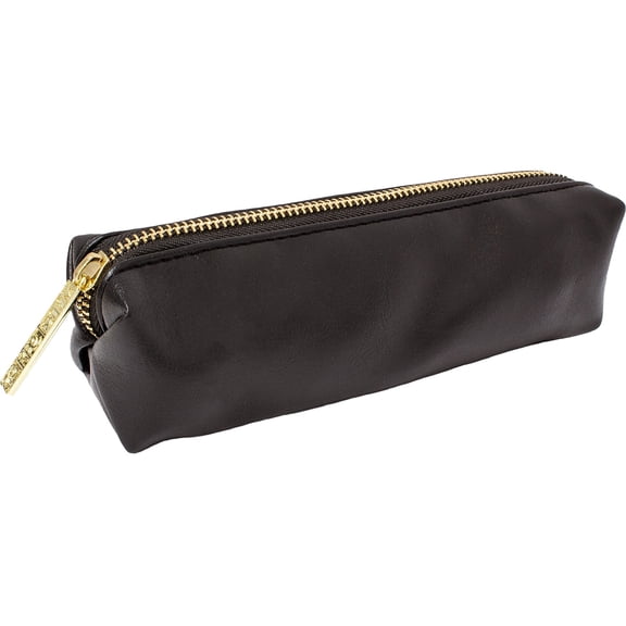 Carpe Diem Faux Leather Zipper Pencil Pouch Black (9113-CD)