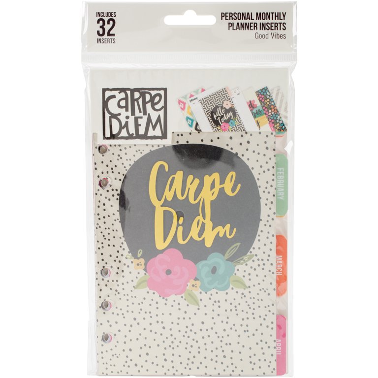 Carpe Diem Seasonal A5 Monthly Planner Inserts 24 Pk or Basic Notes Inserts  18 Double-sided Sheets, Planner Dashboards, Dividers, Notes 