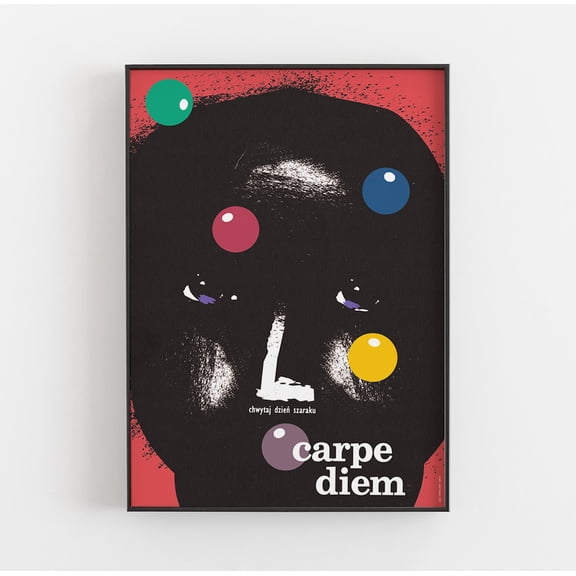 Carpe Diem Optimistic Red Black Face Retro Decor Art, Unframed Paper Poster 8x10in