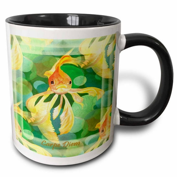 3drose, Carpe Diem- Seize the Day, Carpe Diem, Latin, Fun, Funny, Humour, Humor,, 11oz Two-tone Black Mug