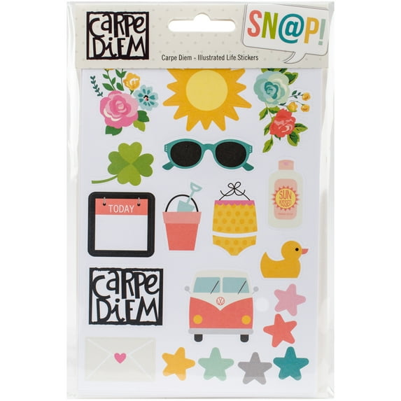 Carpe Diem Stickers 4 Inch X 6 Inch 8/Pkg-Illustrated Life