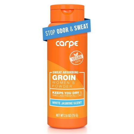 Carpe Sweat-Absorbing Groin Powder for Women, Talc-free Body Powder, Anti-Chafing, 2.6 oz
